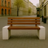 Banca premium din beton cu marmura alba, cu lemn de stejar